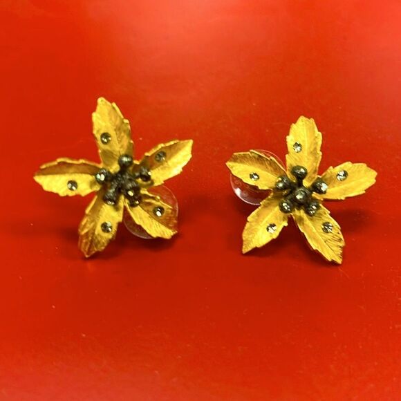 Joan Rivers Womens VTG Gold Earrings with Crystals - Picture 1 of 4